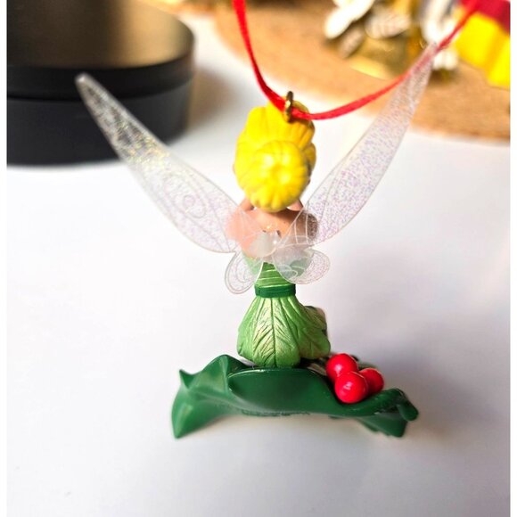 Disney Tinker Bell Ornament With Red Ribbon & Glitter Wings Christmas Tree Decor - Picture 3 of 7